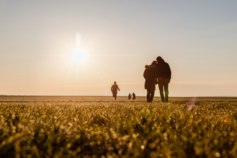 Family spending their time together on grassy field Test Therapist