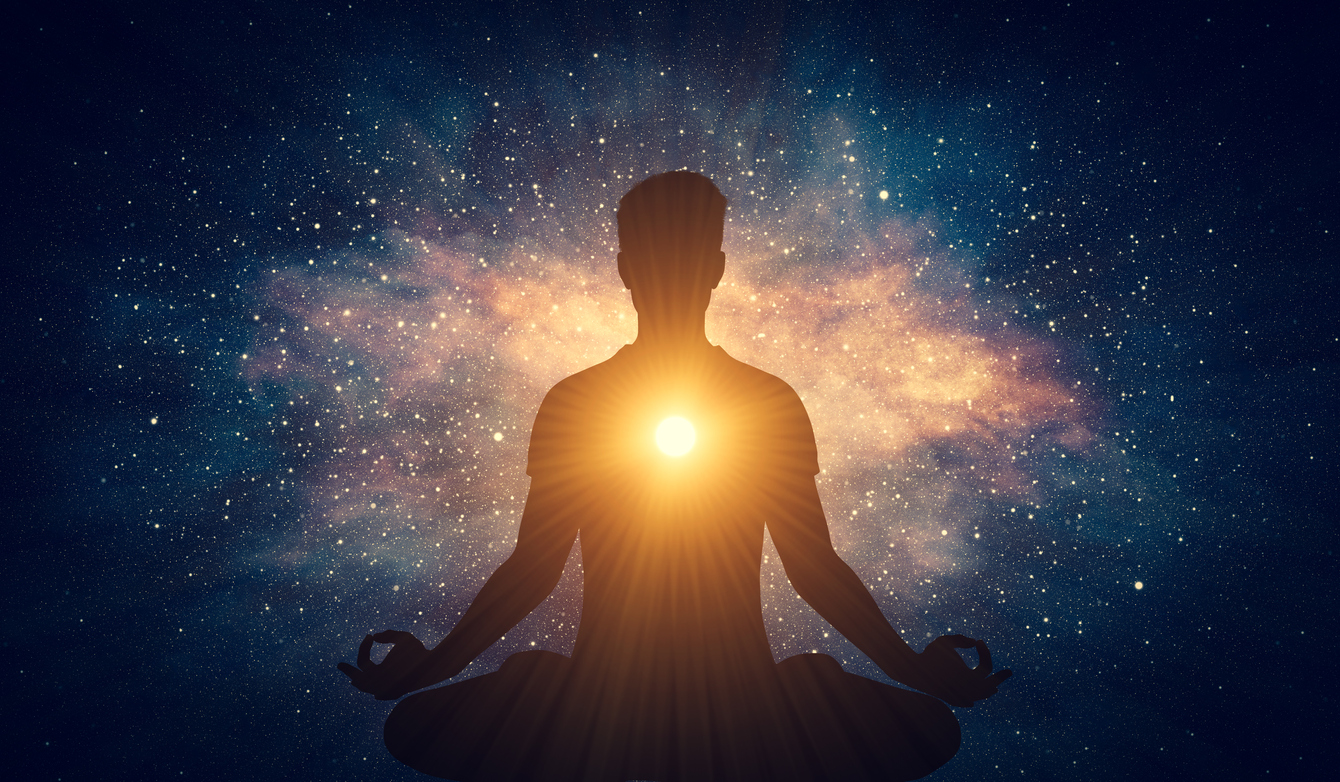 Man and soul. Yoga lotus pose meditation on nebula galaxy background The Importance of Cultivating the Use of Self